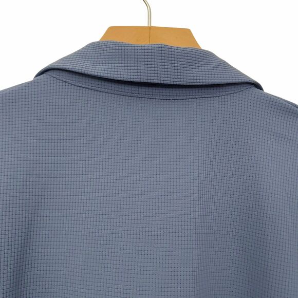 Lululemon Polo Shirt Mens XXL Blue Textured Mesh Short Sleeve Golf Tennis - Picture 6 of 11